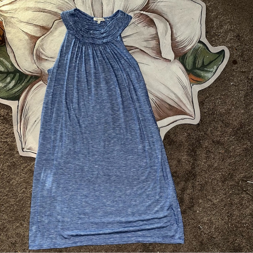 Max Studio Heathered Blue Sleeveless Mini Dress